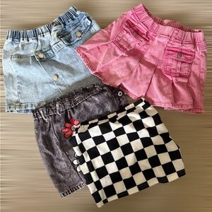 SHEIN Kids Skirt Set - Pink, Blue, Black & White